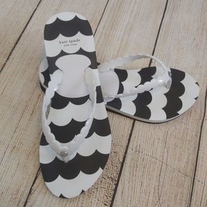 Kate Spade Black and White Flip Flops